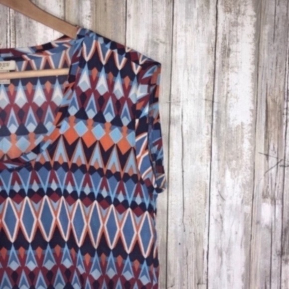 J. Crew Blue Geometric Print Sleeveless Blouse - Picture 4 of 5